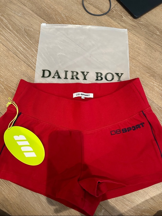 Dairy Boy Pants - Dairy Boy Sport Red Low Rise Errand Shorts - DB SPORT Logo
